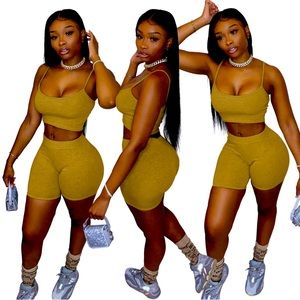 Crop top and biker short set